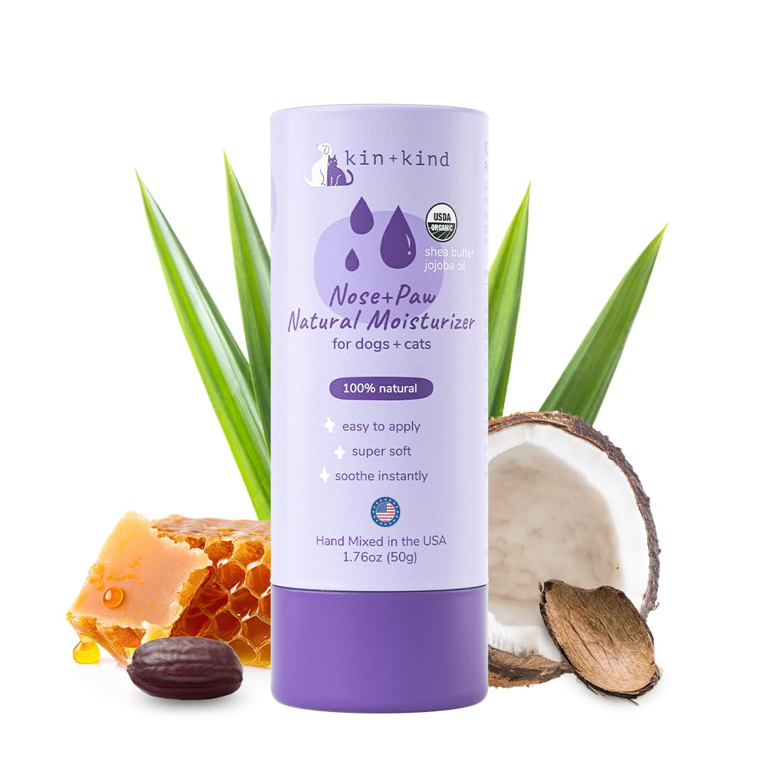 kin+kind Organic Dog and Cat Nose and Paw Balm Stick - 1.76oz Shea Butter - Pet Supplies for Puppies and Dogs - Dog Accessories Dog Supplies Dog Paw Balm Dog Nose Balm Paw Butter Balm for Dogs