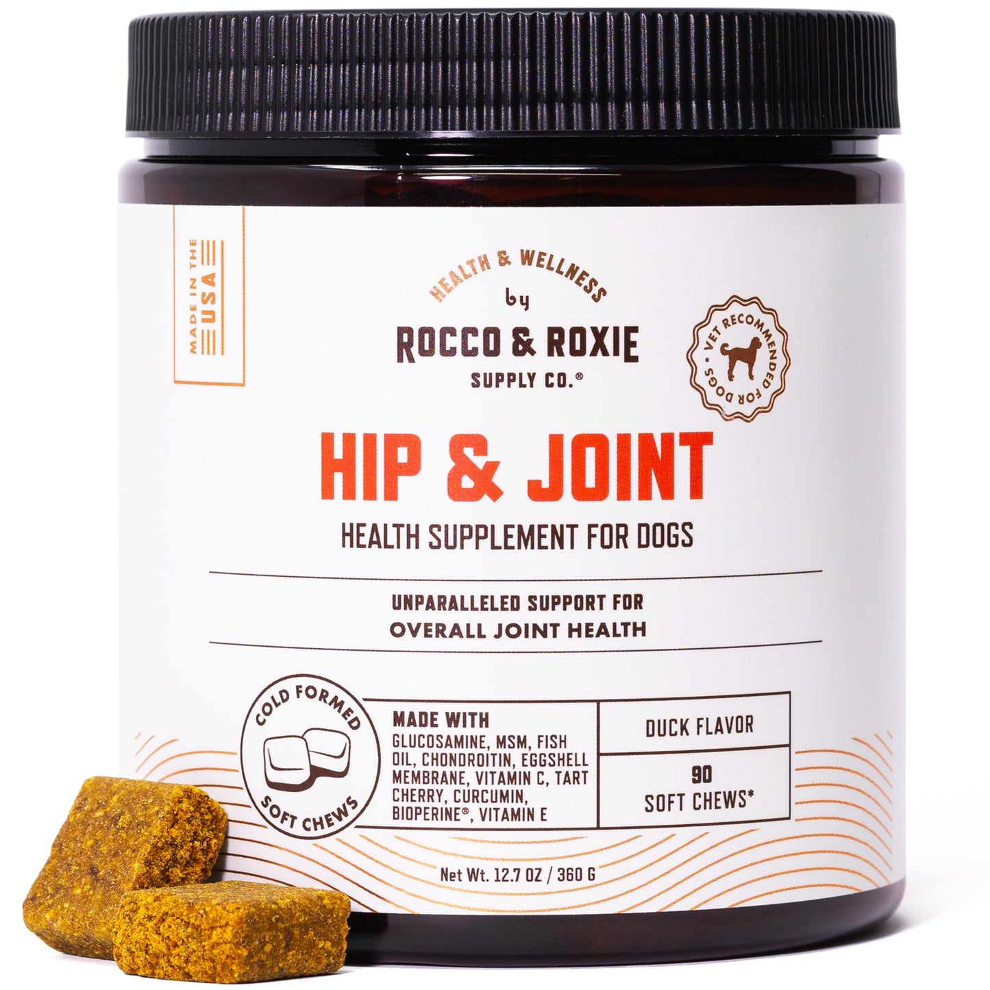Rocco & Roxie Joint Supplement for Dogs Glucosamine Hip and Joint Chews Dog Joint Supplement Large & Small Breed Senior Dog Vitamins to Support Mobility Chondroitin MSM Dog Health Supplies 90 ct
