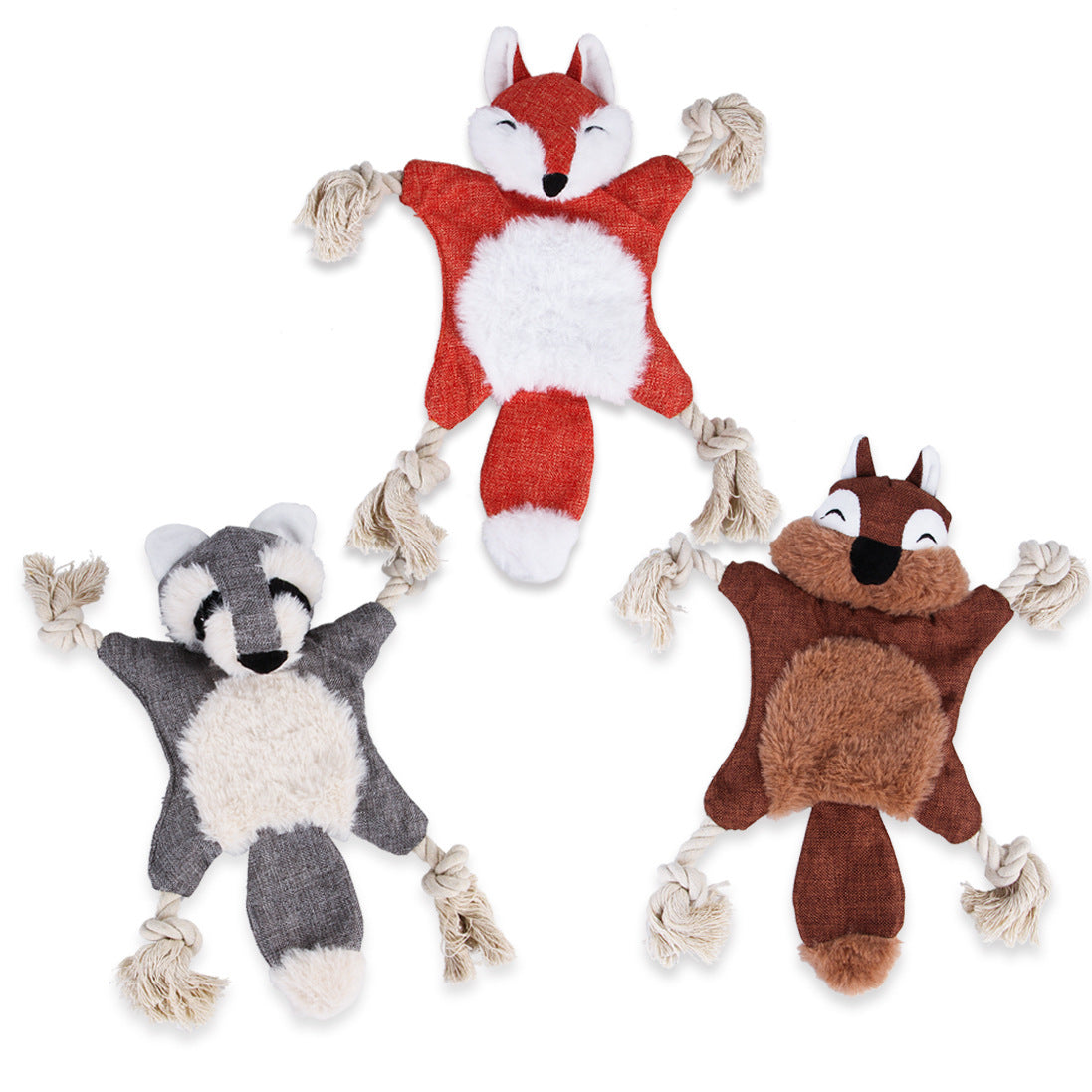 New Plush Squeaky Dog Toy - Realistic Fox & Squirrel