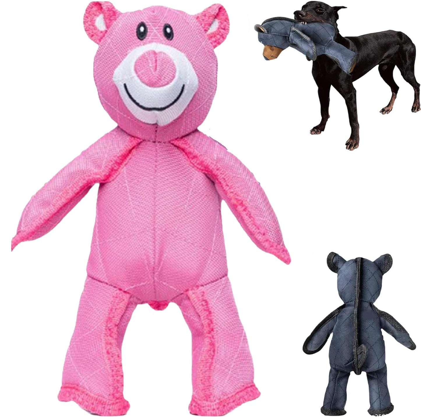 Guaranteed Indestructible Dog Toy Indestructible Bear Indestructible Bear Dog Toy Unbreakable Bear Dog Toy Mighty Bear 2.0 Dog Toy for Aggressive Chewers (Pink)