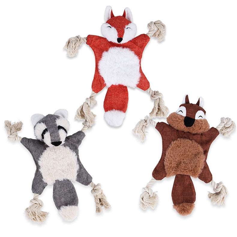 New Plush Squeaky Dog Toy - Realistic Fox & Squirrel